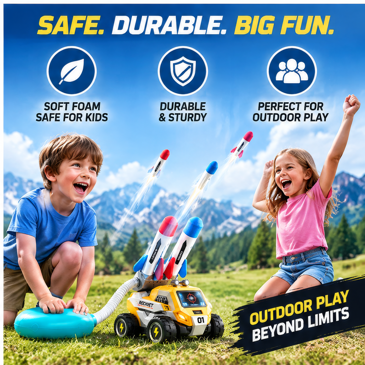 FUNMODO® Air Rocket Blaster Outdoor Launch Toy for Kids