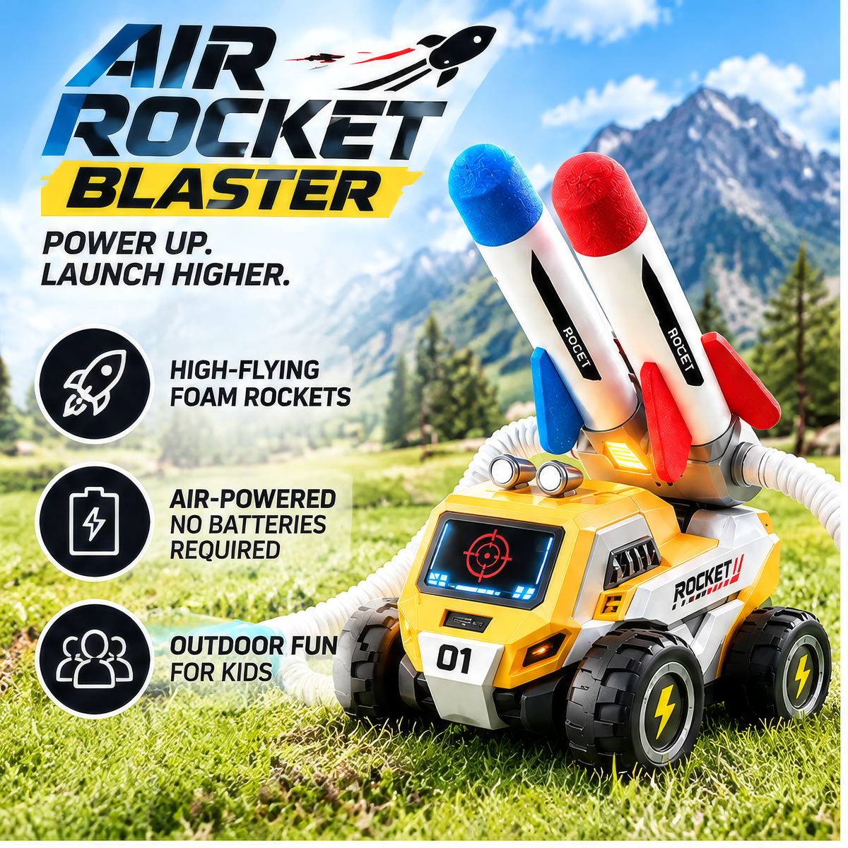 FUNMODO® Air Rocket Blaster Outdoor Launch Toy for Kids