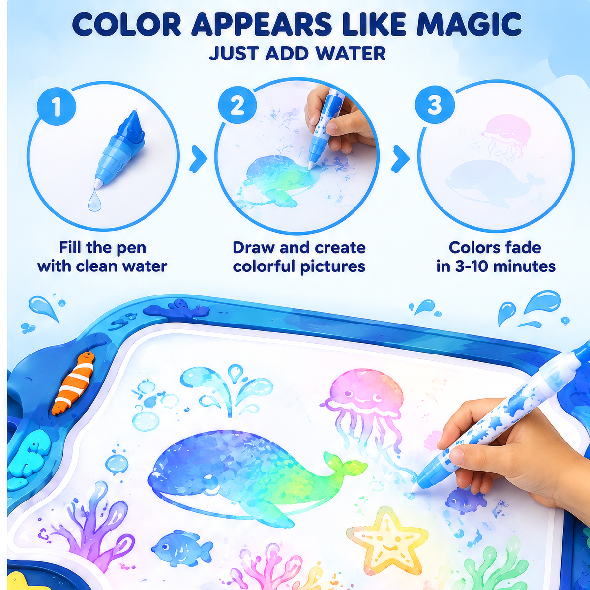 FUNMODO® Aqua Magic Reusable Water Drawing Mat for Kids