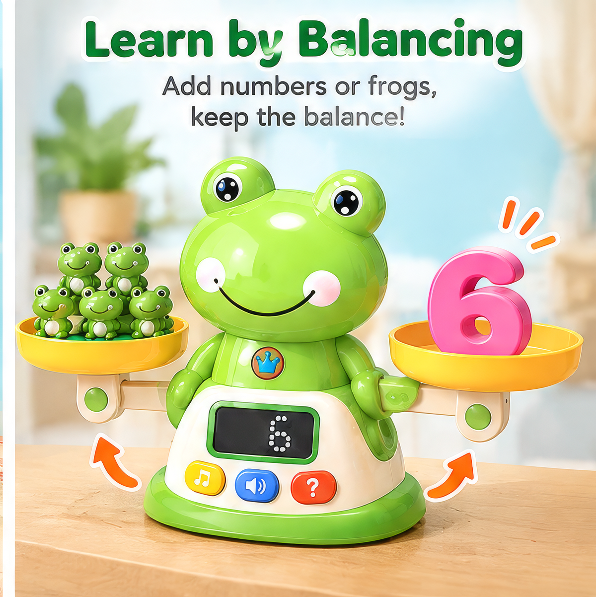 Math Balance toy includes challenge cards colorful numbers and frog counters