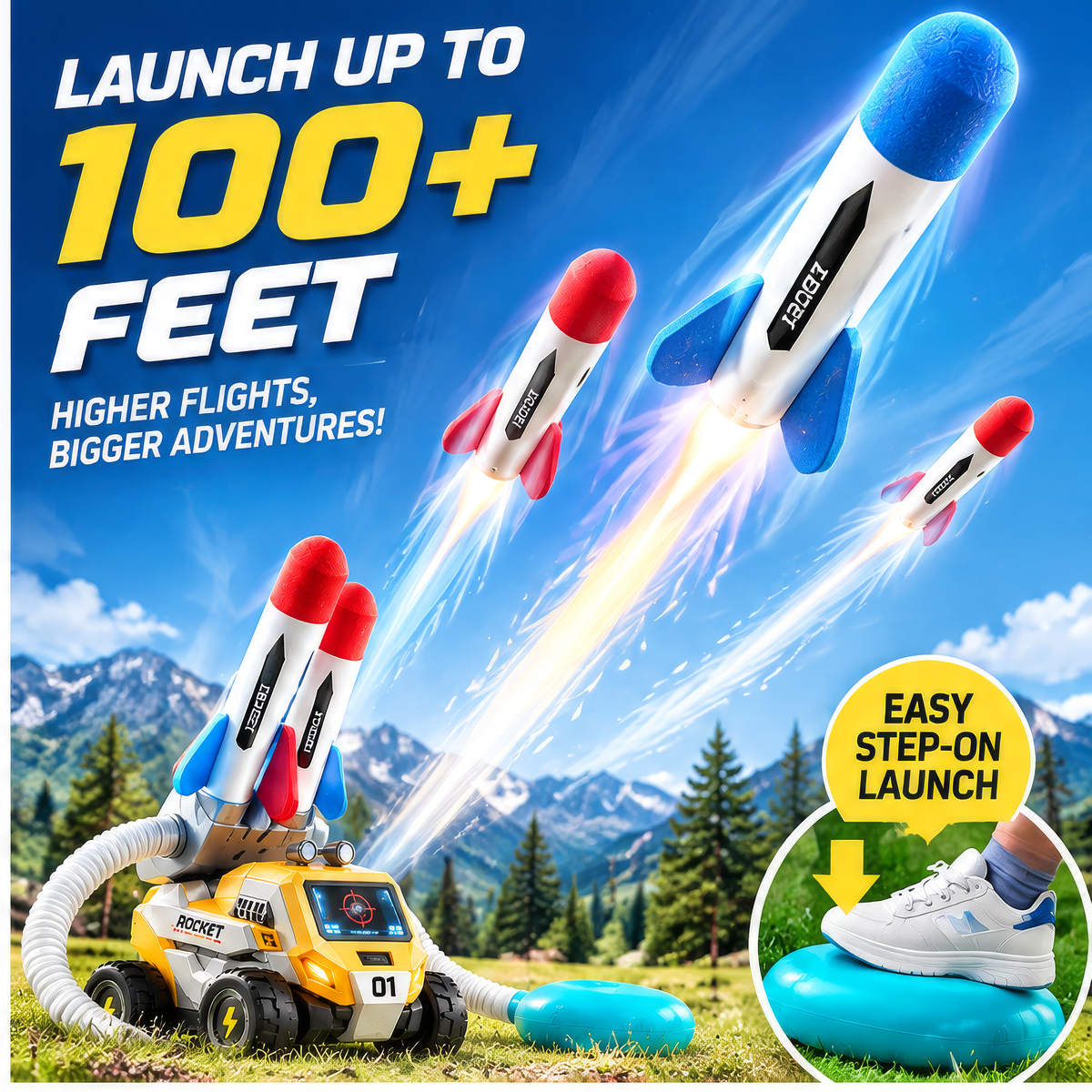 FUNMODO® Air Rocket Blaster Outdoor Launch Toy for Kids