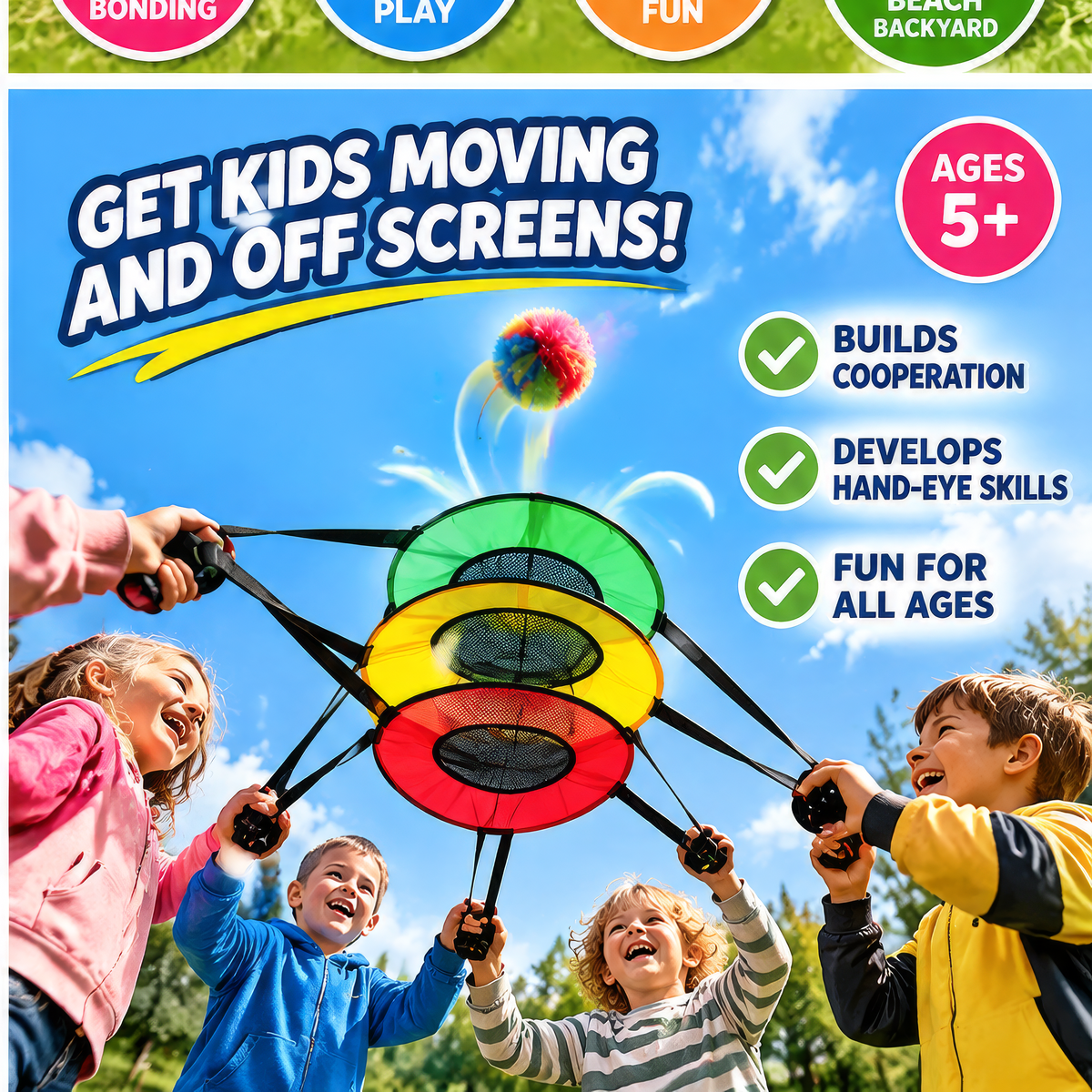 FUNMODO® Storm Catch Team Toss Outdoor Game for Kids