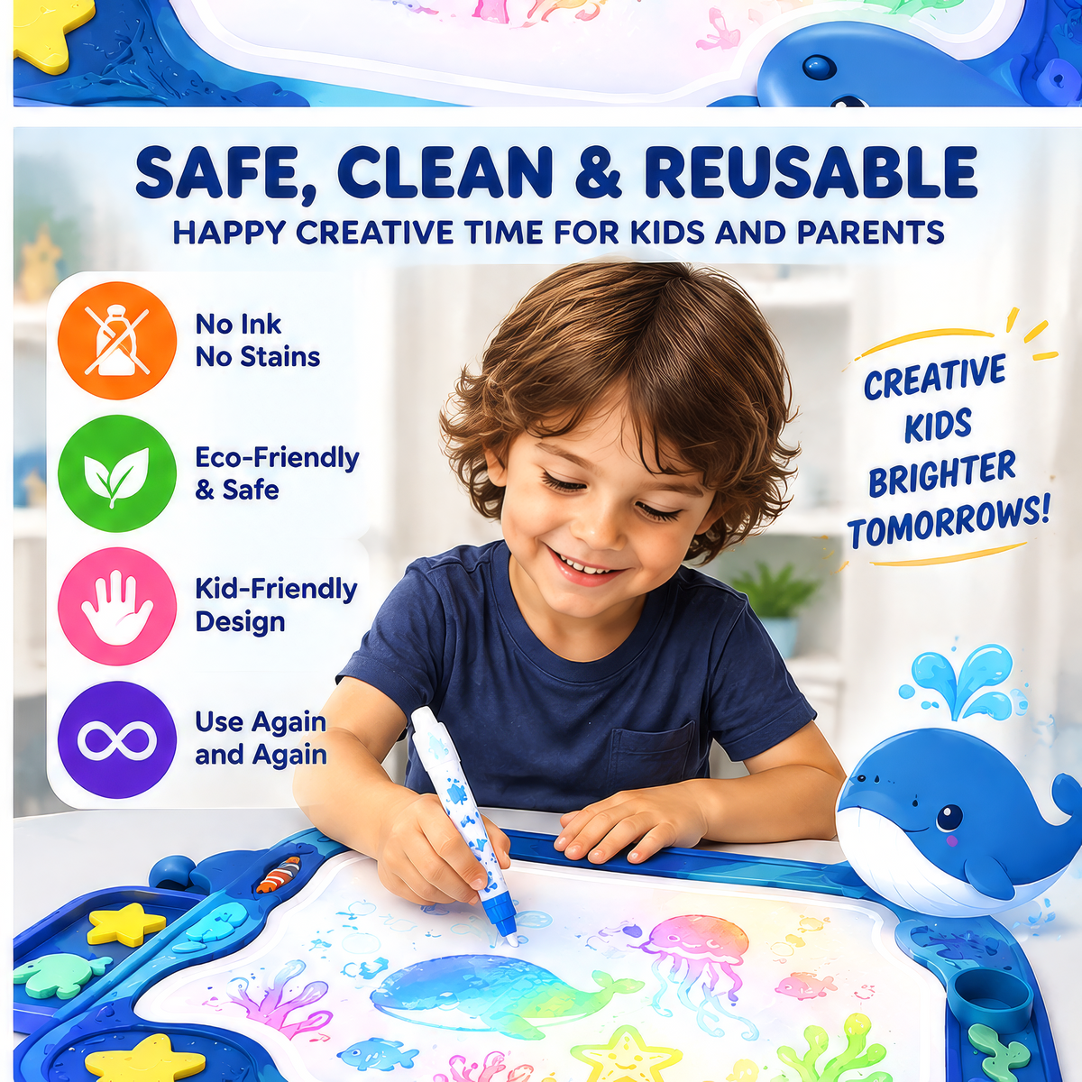 FUNMODO® Aqua Magic Reusable Water Drawing Mat for Kids
