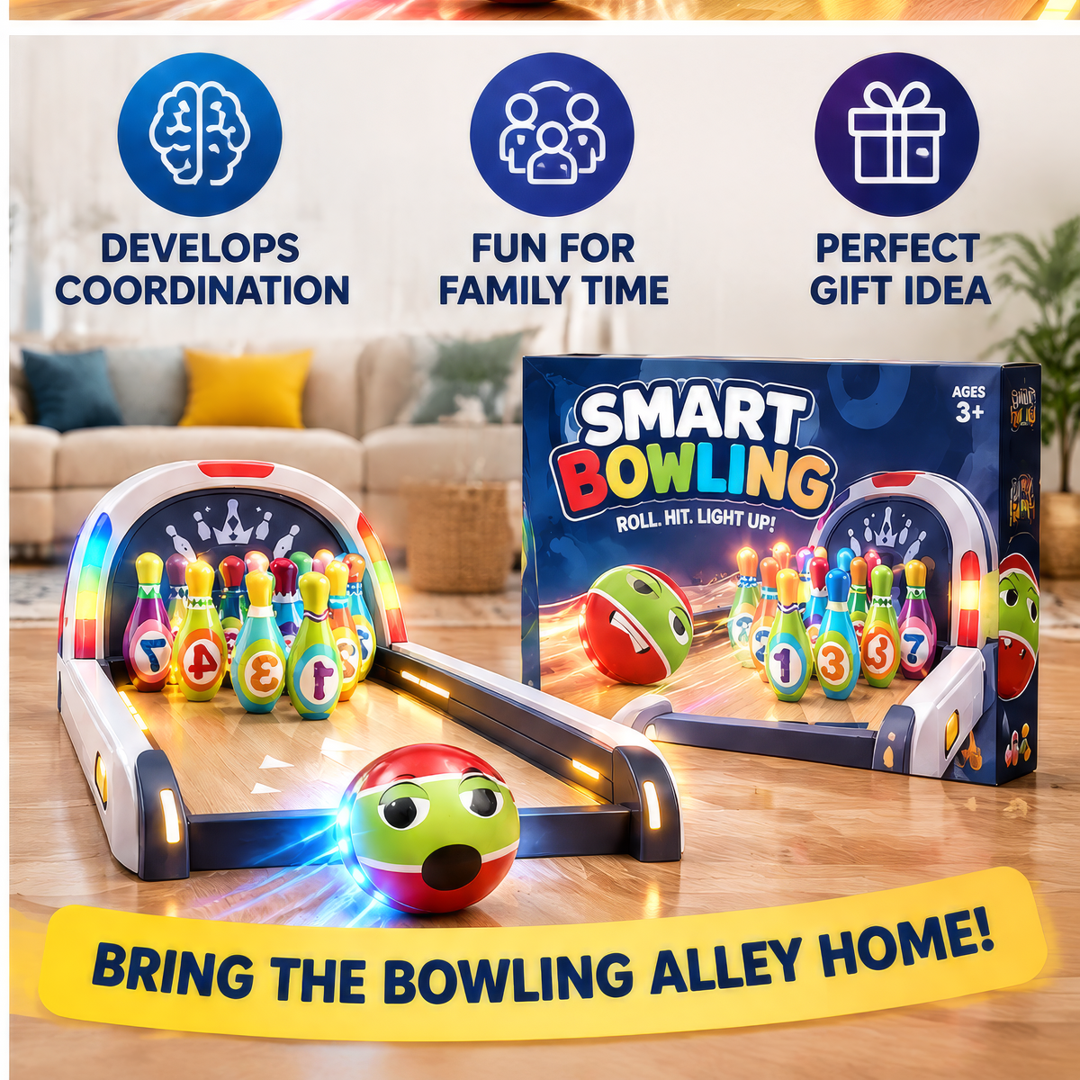 FUNMODO® Smart Bowling Light-Up Game Set for Kids