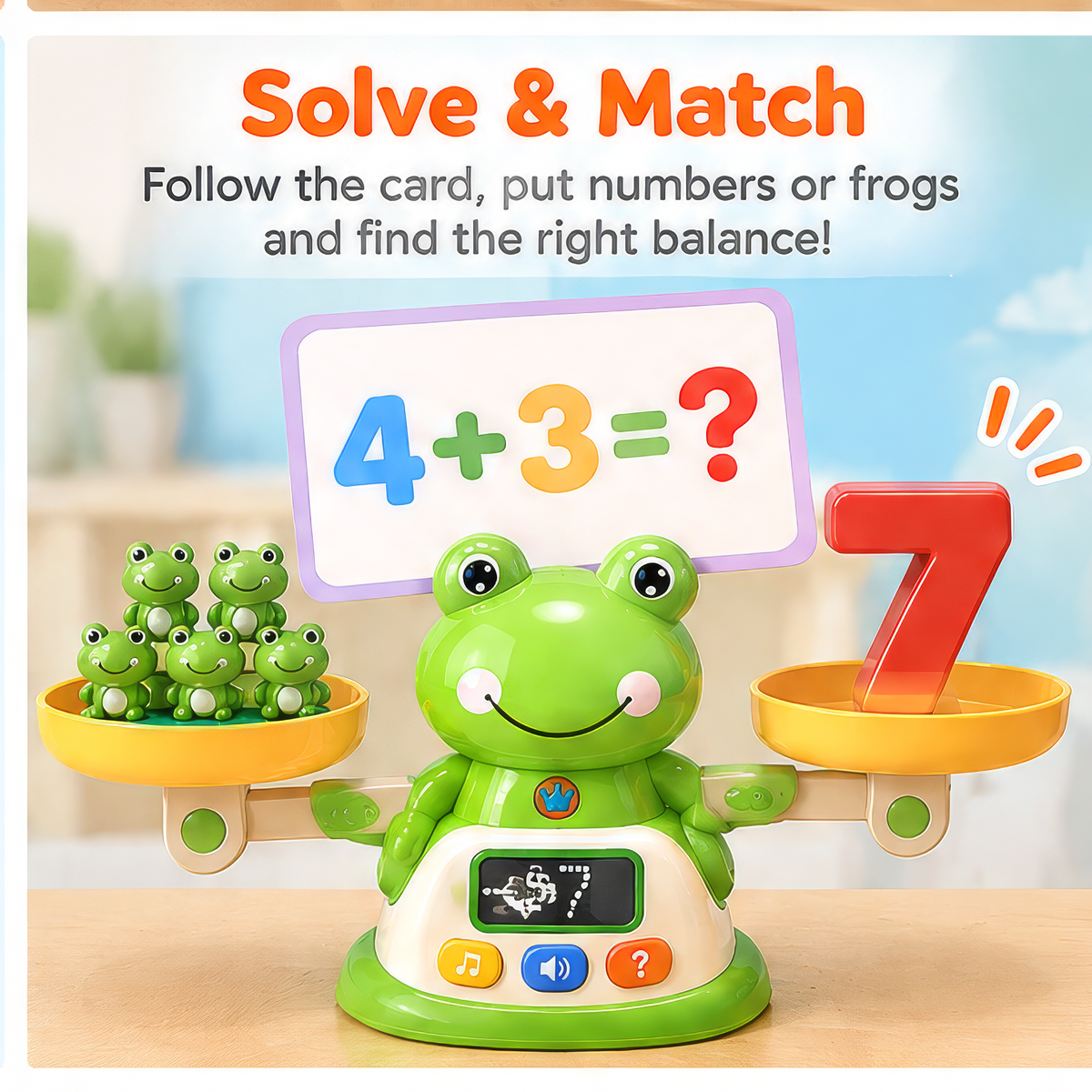 Math Balance toy digital display with light sound and question buttons