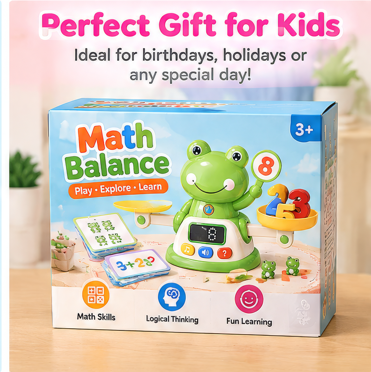 Math Balance toy with smooth edges and kid-friendly materials